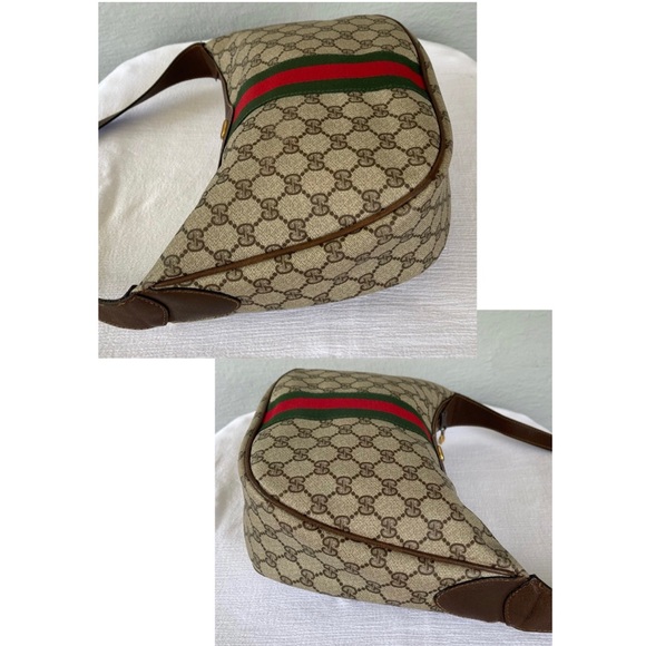 SOLD! 80’s GUCCI GG Supreme Ophidia Web PVC Half Moon Crescent Hobo Shoulder Bag - Picture 4 of 12